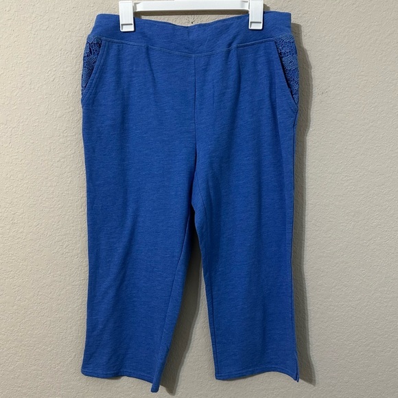 Cathy Daniels Pants Capris Lace Pocket Details Blue Cropped - Picture 1 of 5